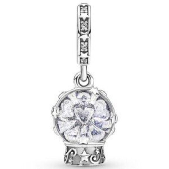 Pandora 925 Sterling Silver Snow Globe Angel Dangle Pendant Charm - Picture 5 of 5